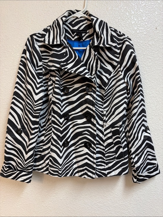 Grace Elements Jackets & Blazers - Grace Elements Black and White Zebra-Print Double-Breasted Peacoat